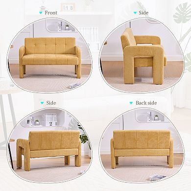 Merax Modern Double Armchair Living Room Bedroom Compact Upholstered Sofa