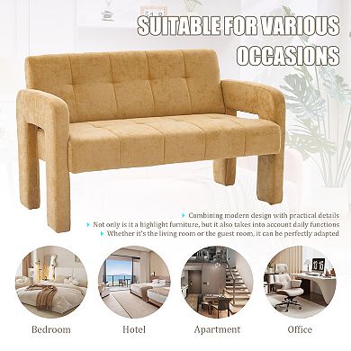 Merax Modern Double Armchair Living Room Bedroom Compact Upholstered Sofa