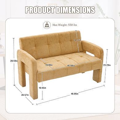 Merax Modern Double Armchair Living Room Bedroom Compact Upholstered Sofa