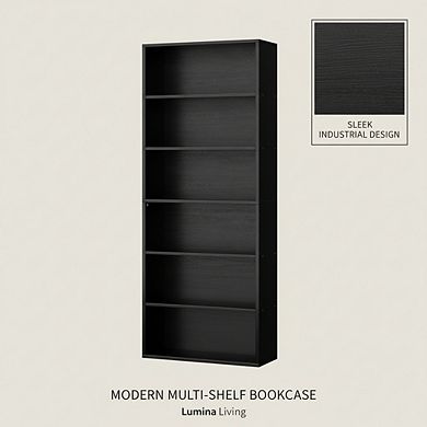 ZUQIETA 70.6" 6-Tier Bookshelf - Open Display Shelves for Home & Office, Black