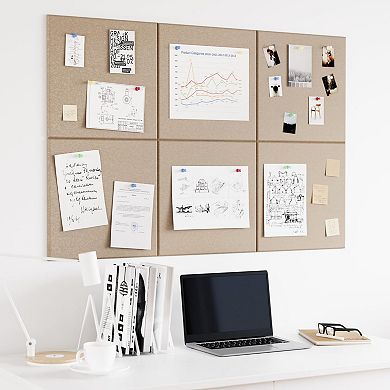 6-Piece Felt Bulletin Board Kit: 36"x24" with 35 Push Pins for Office, Home, Classroom