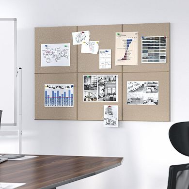 6-Piece Felt Bulletin Board Kit: 36"x24" with 35 Push Pins for Office, Home, Classroom