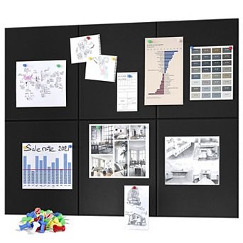 6 pc Felt Bulletin Board Kit: 36"x24" with 35 Push Pins for Office, Home, Classroom