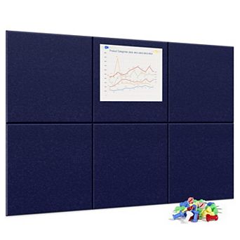 6 pc Felt Bulletin Board Kit: 36"x24" with 35 Push Pins for Office, Home, Classroom