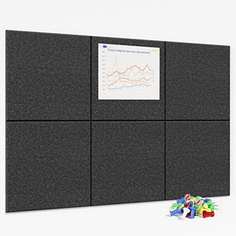 6 pc Felt Bulletin Board Kit: 36"x24" with 35 Push Pins for Office, Home, Classroom