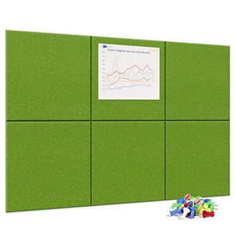 6 pc Felt Bulletin Board Kit: 36"x24" with 35 Push Pins for Office, Home, Classroom
