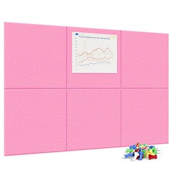 6 pc Felt Bulletin Board Kit: 36"x24" with 35 Push Pins for Office, Home, Classroom
