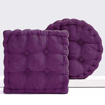 2 Pack Adult Floor Cushions: Round & Square, Green Corduroy, Meditation, Living Room, Balcony, Yoga