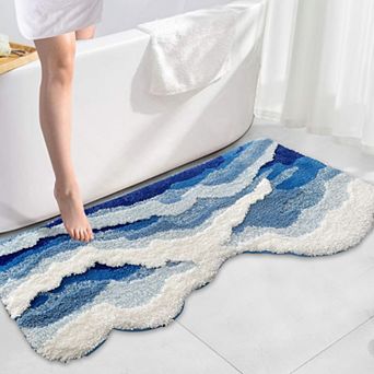 Cute Seaside Bath Mat: Soft, Non-Slip, Super Absorbent, Machine Washable, Perfect for Bedrooms, Bath