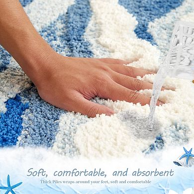 Cute Seaside Bath Mat: Soft, Non-Slip, Super Absorbent, Machine Washable, Perfect for Bedrooms, Bath