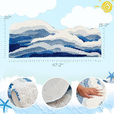 Cute Seaside Bath Mat: Soft, Non-Slip, Super Absorbent, Machine Washable, Perfect for Bedrooms, Bath