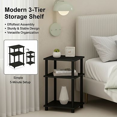 ZUQIETA 3-Tier Open Storage Nightstand, Turn-N-Tube Design, Americano/Black