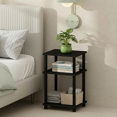 ZUQIETA 3-Tier Open Storage Nightstand, Turn-N-Tube Design, Americano/Black