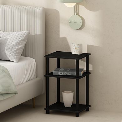 ZUQIETA 3-Tier Open Storage Nightstand, Turn-N-Tube Design, Americano/Black