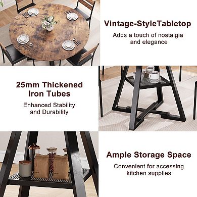 42-Inch Round Dining Table for 4-6: Space-Saving, Industrial Style, Easy Assembly
