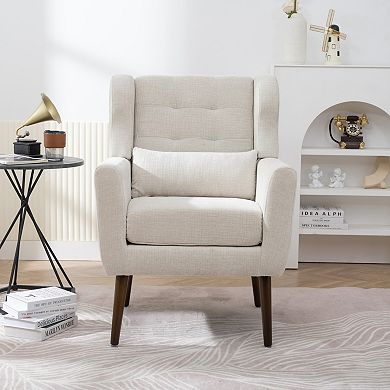 Merax Chenille Accent Chair with Lumbar Pillow