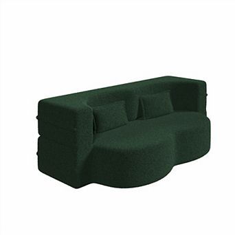 Merax Modern Floor Sofa with 2 Pillows Sleeper Sofa Bed