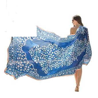 Luxury Women's Silk Shawl: Oversized Floral Scarf for Evening Wear, Travel, Gifts