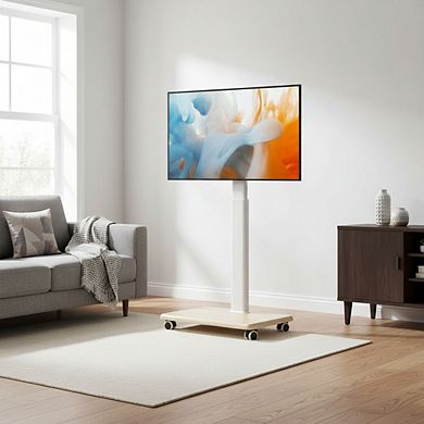 ZUQIETA Sleek Mobile TSleek Mobile TV Stand - Swivel & Height Adjustable Rolling Cart for 27-65” TVs