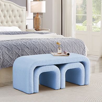 Merax Set of 3 U-Shaped Modern Bench Teddy Ottoman Bench