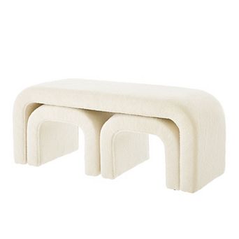 Merax Set of 3 U-Shaped Modern Bench Teddy Ottoman Bench