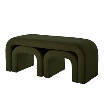 Merax Set of 3 U-Shaped Modern Bench Teddy Ottoman Bench