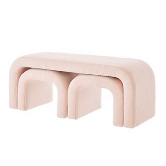 Merax Set of 3 U-Shaped Modern Bench Teddy Ottoman Bench