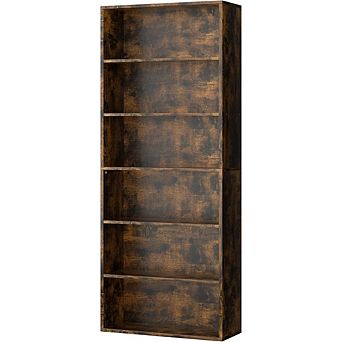 ZUQIETA 6 tier Tall Bookshelf - 70.6” High Open Bookcase for Home Office & Living Room, Brown