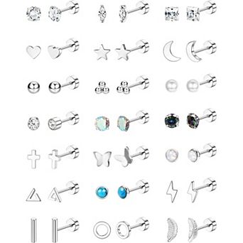 ZUQIETA 21-Pair Surgical Steel Studs