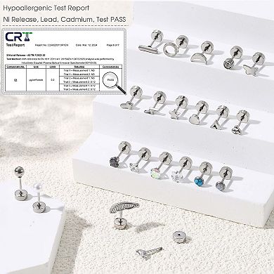ZUQIETA 21-Pair Surgical Steel Studs