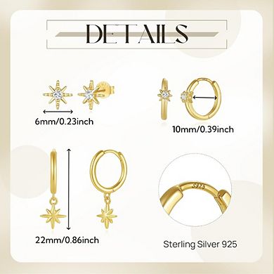 ZUQIETA 3-Pair 14K Gold Huggie Hoop Set - Hypoallergenic & Stackable Ear Cuffs