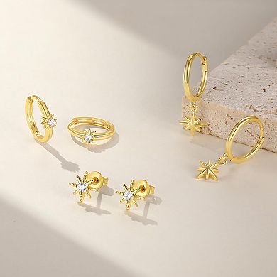 ZUQIETA 3-Pair 14K Gold Huggie Hoop Set - Hypoallergenic & Stackable Ear Cuffs