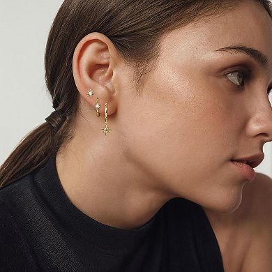 ZUQIETA 3-Pair 14K Gold Huggie Hoop Set - Hypoallergenic & Stackable Ear Cuffs