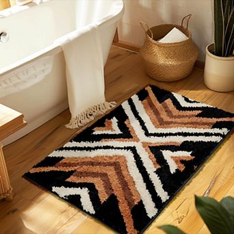 Bohemian Non-Slip Bathroom Mat: Soft, Plush, 20x32 in for Bath, Kitchen, Entryway