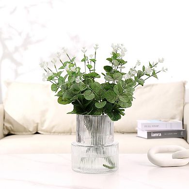 Handmade Ribbed Glass Vase: Perfect for Modern Decor, Weddings, and Gifts - 7.5 Inches