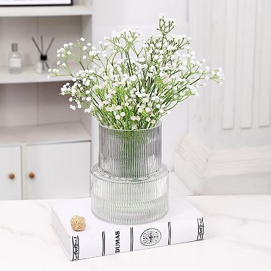 Handmade Ribbed Glass Vase: Perfect for Modern Decor, Weddings, and Gifts - 7.5 Inches