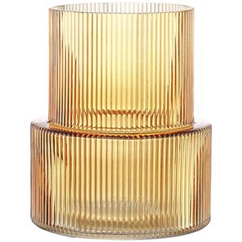 Handmade Ribbed Glass Vase: Perfect for Modern Decor, Weddings, and Gifts - 7.5 Inches