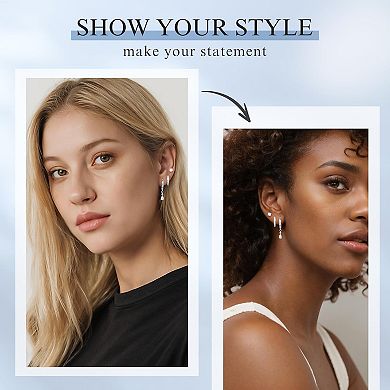 ZUQIETA Opal Earring Stack Set - S925 Sterling Silver & Gold Plated, Hypoallergenic