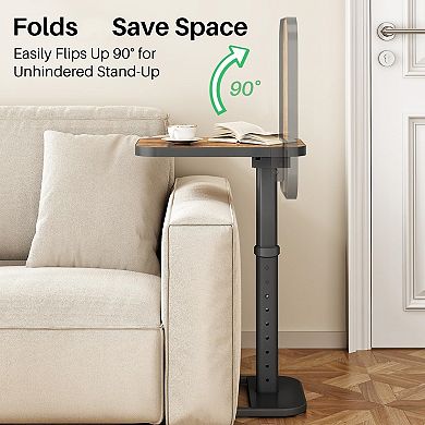 Adjustable Height & Flip-top Metal TV Tray Table for Couch, Bed, Chair - Snack, Laptop, Study Desk