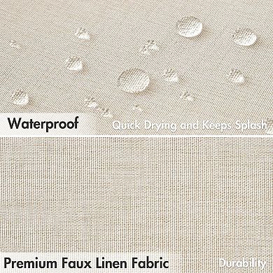 Beige Scalloped Shower Curtain with Black Border: Heavy Duty, Washable, Waterproof, Neutral