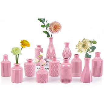 Set of 12 Mini Glass Vases: Perfect for Home Decor, Wedding, Bridal Shower, and Centerpieces