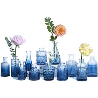Set of 12 Mini Glass Vases: Perfect for Home Decor, Wedding, Bridal Shower, and Centerpieces