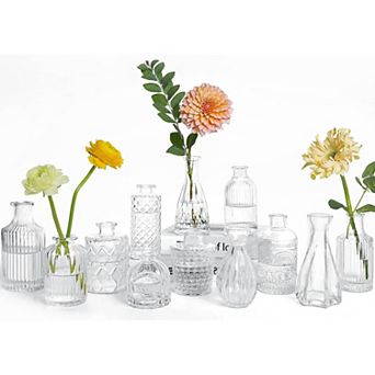 Set of 12 Mini Glass Vases: Perfect for Home Decor, Wedding, Bridal Shower, and Centerpieces