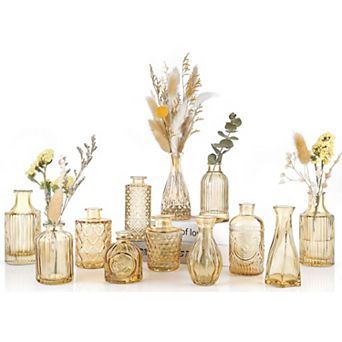 Set of 12 Mini Glass Vases: Perfect for Home Decor, Wedding, Bridal Shower, and Centerpieces