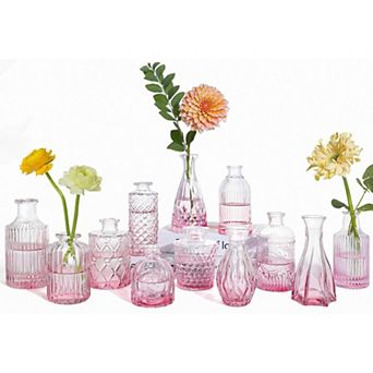 Set of 12 Mini Glass Vases: Perfect for Home Decor, Wedding, Bridal Shower, and Centerpieces