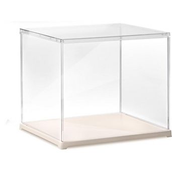 Great Ambitions Clear Acrylic Display Case ,Stackable Storage Plastic Box with Wooden Base