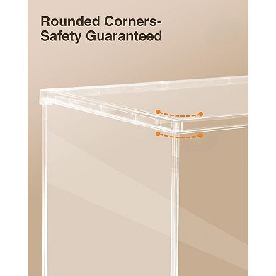 Great Ambitions Clear Acrylic Display Case ,Stackable Storage Plastic Box with Wooden Base