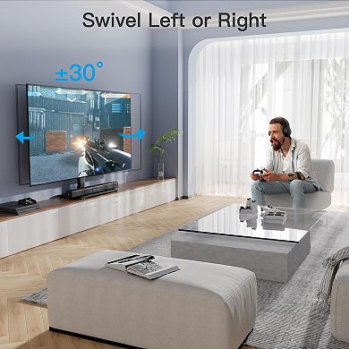 Universal Swivel TV Stand for 32-60" TVs, Adjustable Height, Tempered Glass Base, VESA 400x400mm