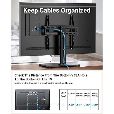 Universal Swivel TV Stand for 32-60" TVs, Adjustable Height, Tempered Glass Base, VESA 400x400mm