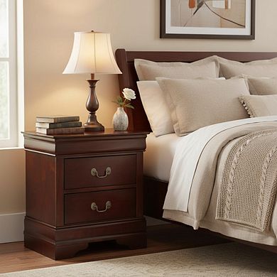 ZUQIETA Classic 2-Drawer Nightstand - 23.75" Tall with Spacious Storage in Dark Brown
